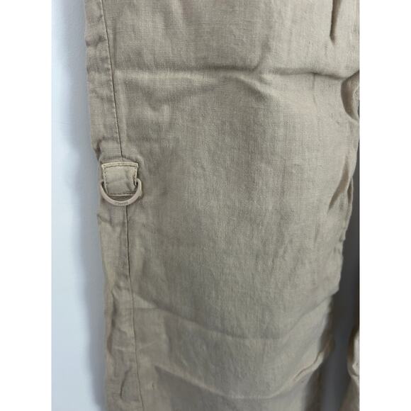 Vintage Y2K Guess Jeans Women's 27 Linen Cargo Pants Drawstring Beige Loose - Picture 3 of 10